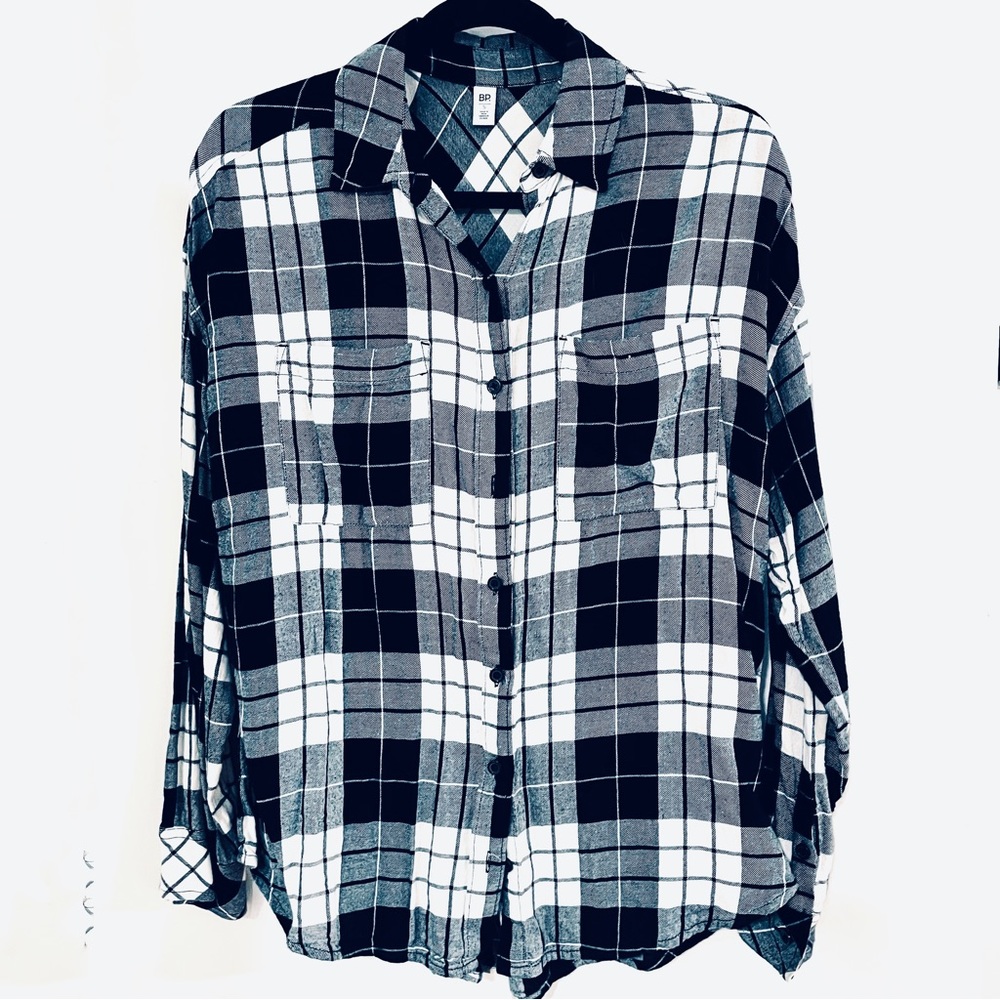 BP by Nordstrom Classic Plaid Button Up Long Sleeve Shirt Size Small